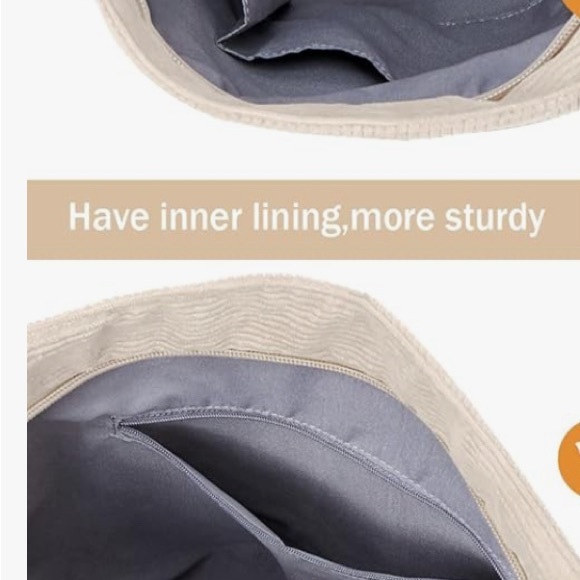 Beige Corduroy Tote Bag - Picture 7 of 8